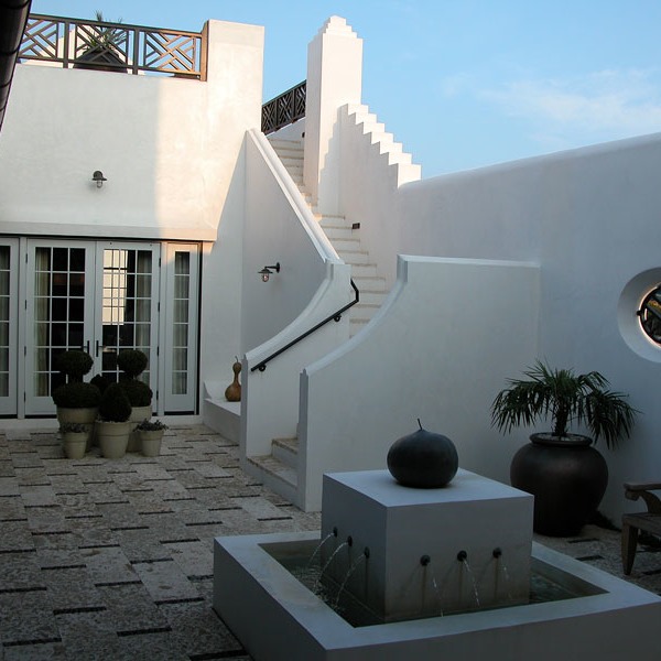the very first house built in Alys Beach still serves as the sales office