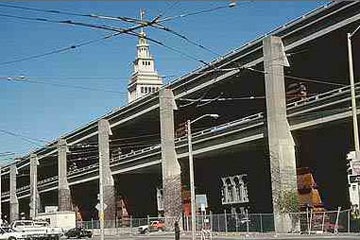 Embarcadero expressway before earthquake collapse