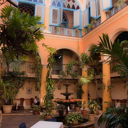 fountain anchors center of Havana courtyard