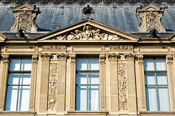 Paris Louvre gable with sculptures in tympanum