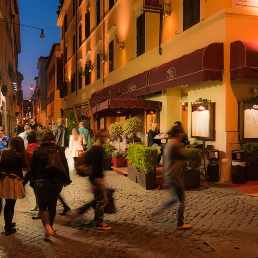 European streets (this one in Rome) are often great outdoor rooms as well