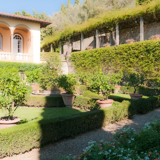 classic hillside garden at Florence's Villa Le Balze