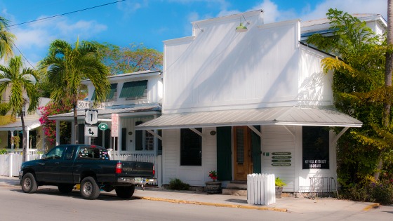 Key West corner store with cottages beyond