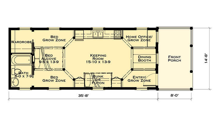 floor plan of Katrina Cottage VIII