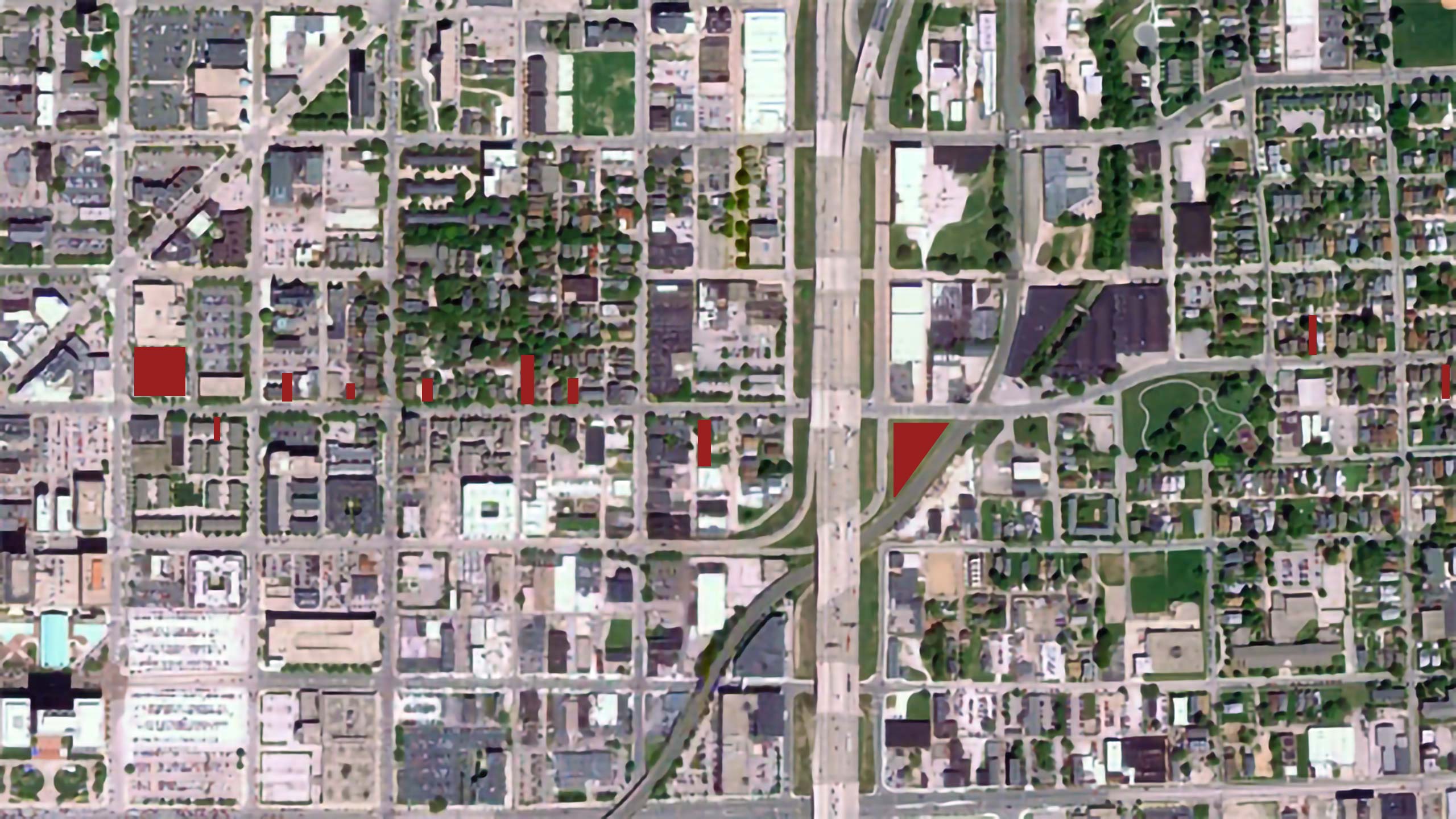 Indianapolis sample area with properties in red
