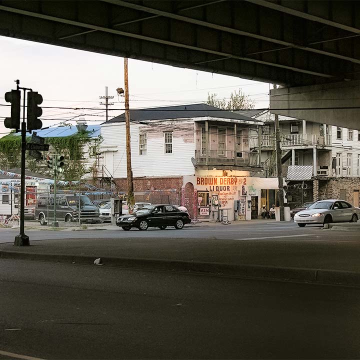 under the Claiborne expressway in New Orleans (I-10)