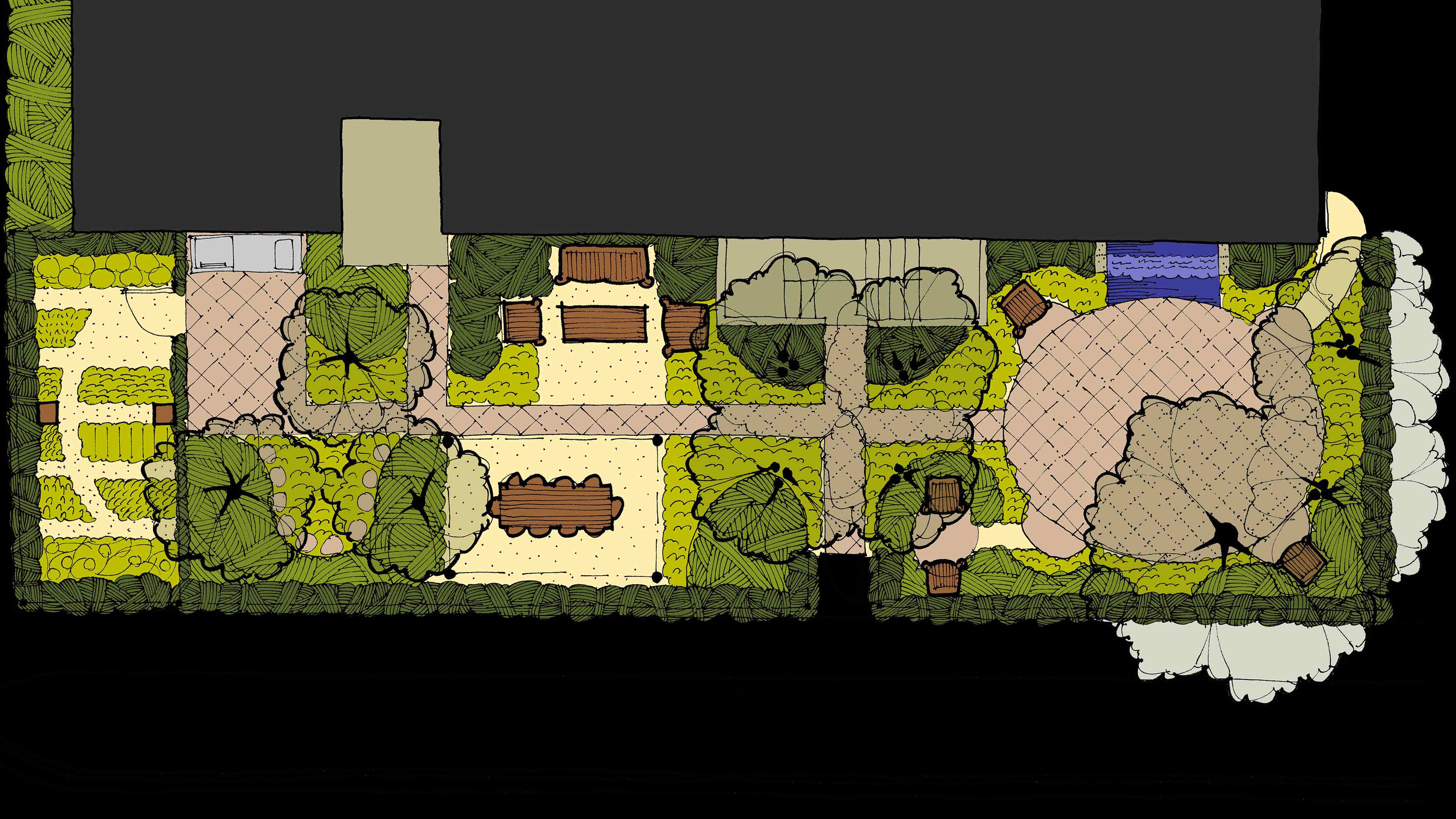 side garden design for Dixon condominium in South Beach, Florida