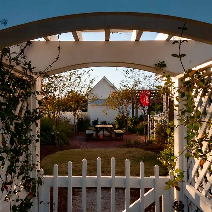gateway into garden room at Florence Gardens, Gulfport, Mississippi