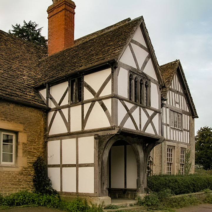 Tudor buildings in English heritage town of Lacock