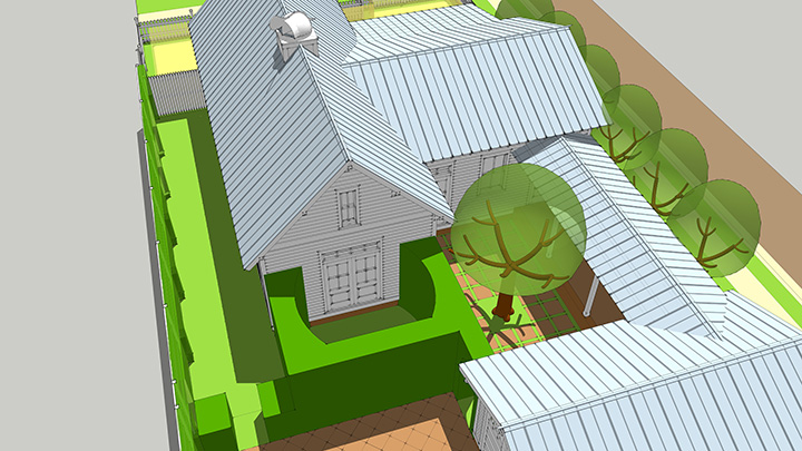 rear garden rooms of SmartDwelling II viewed from above