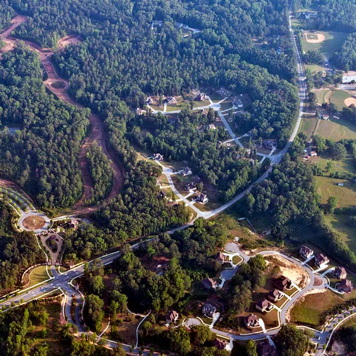 aerial view of sprawling subdivision near Atlanta
