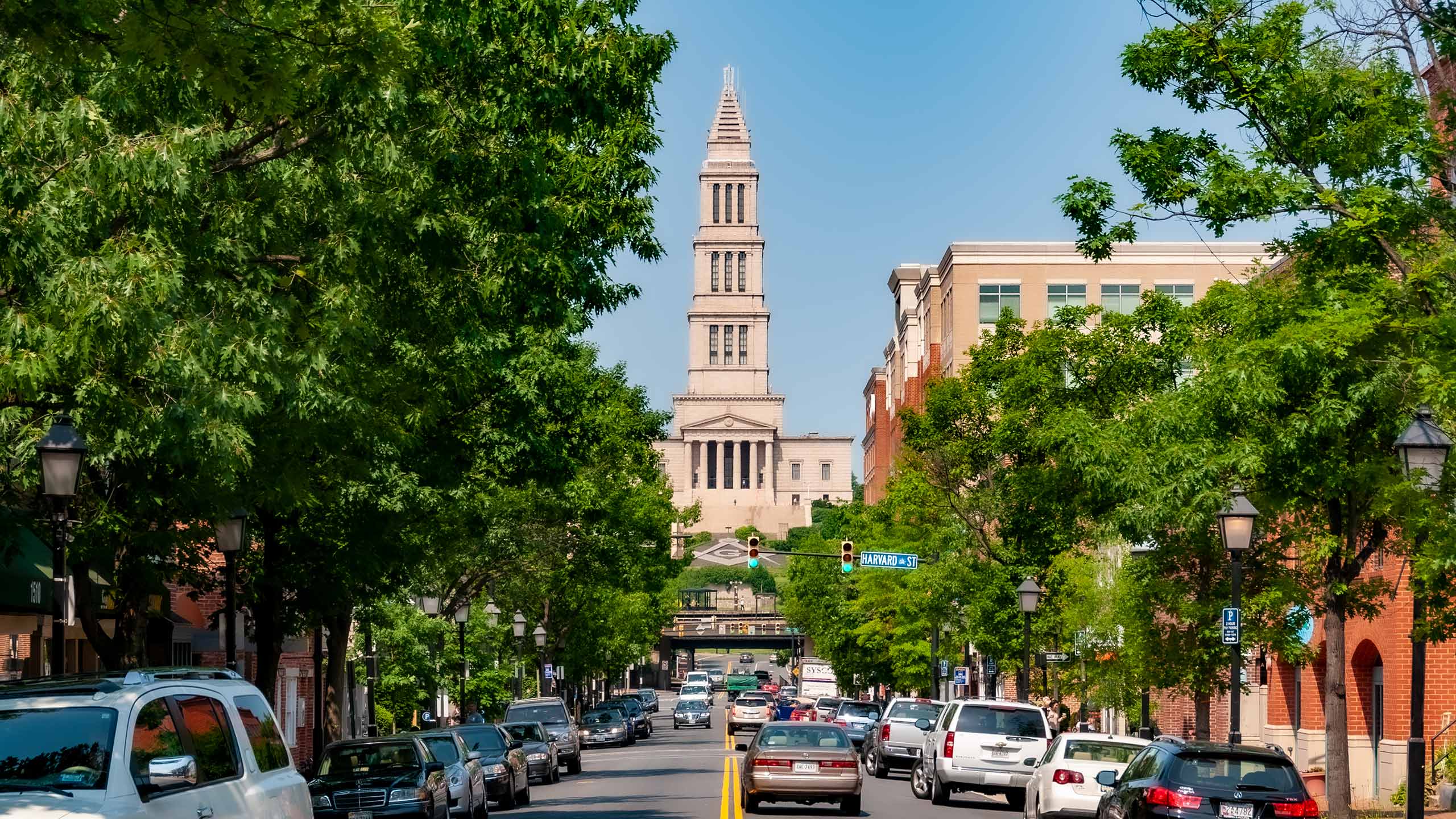 Alexandria, Virginia Mason tower is an excellent terminated vista, or goal in the middle distance