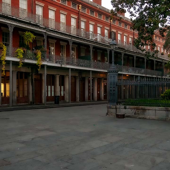 Pontalba apartments overlooking Jackson Square in New Orleans’ French Quarter