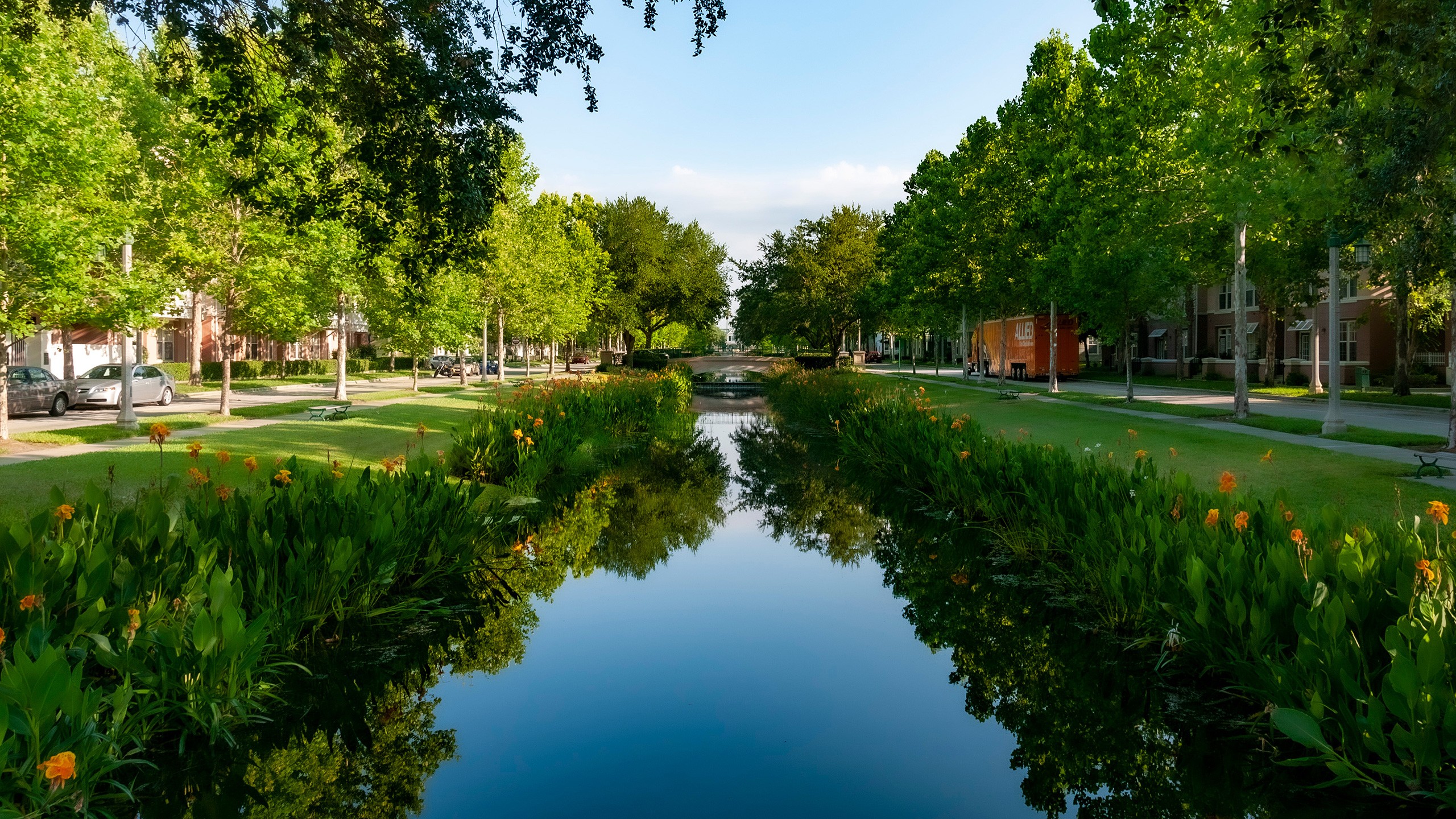 avenue centered on canal at Celebration, Florida
