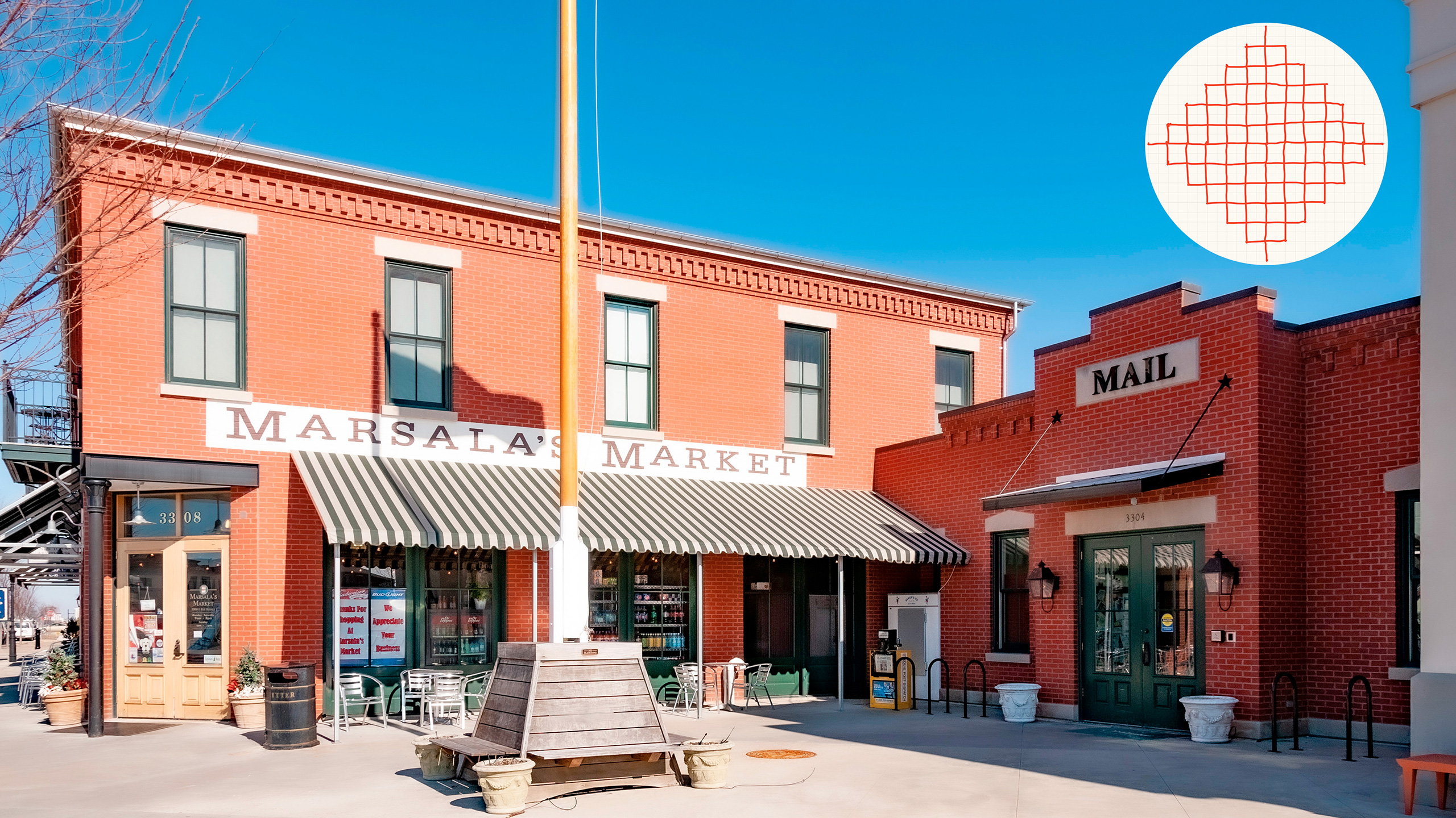 first neighborhood center at New Town at St. Charles Missouri with walking diamond diagram