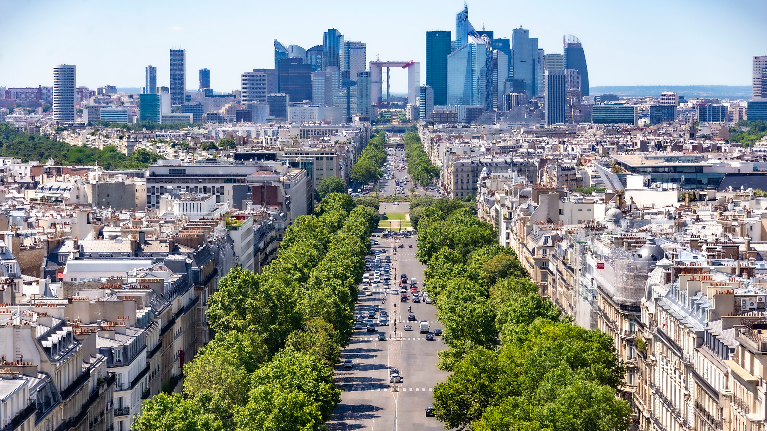 La Défense in the background; Haussmann's classic urban fabric in the foreground