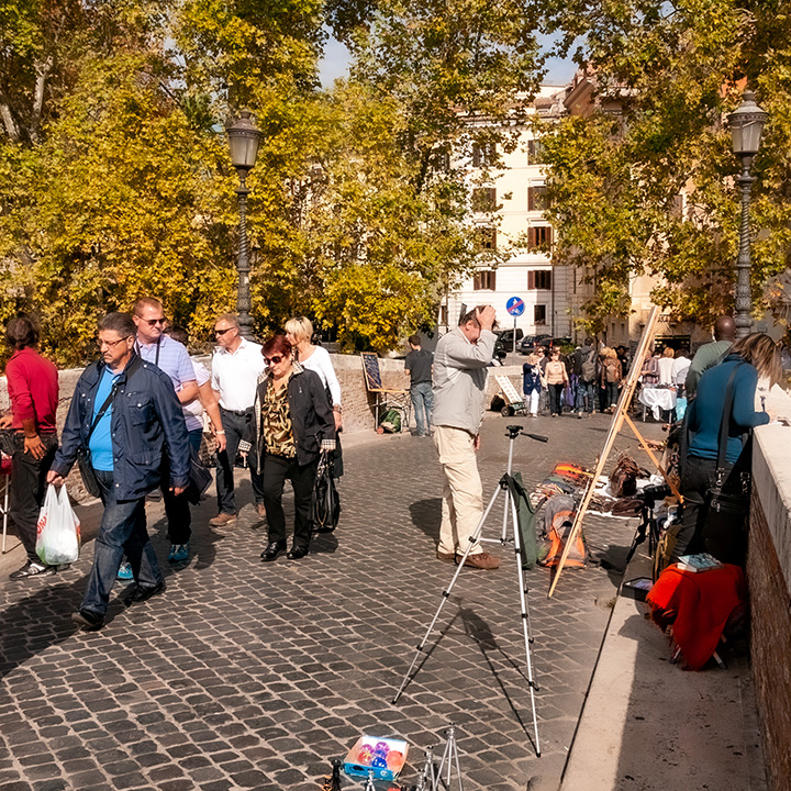 stone footbridge across stream in Rome