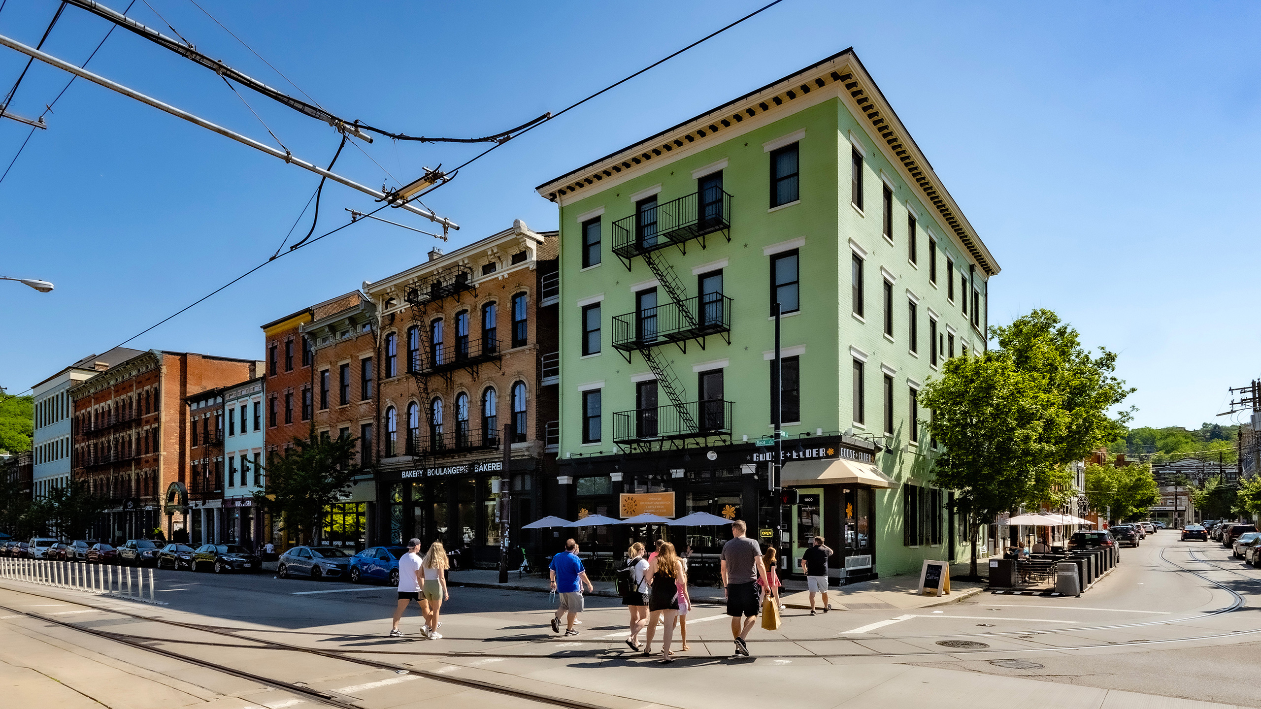 Over-The-Rhine street corner in Cincinnati Ohio
