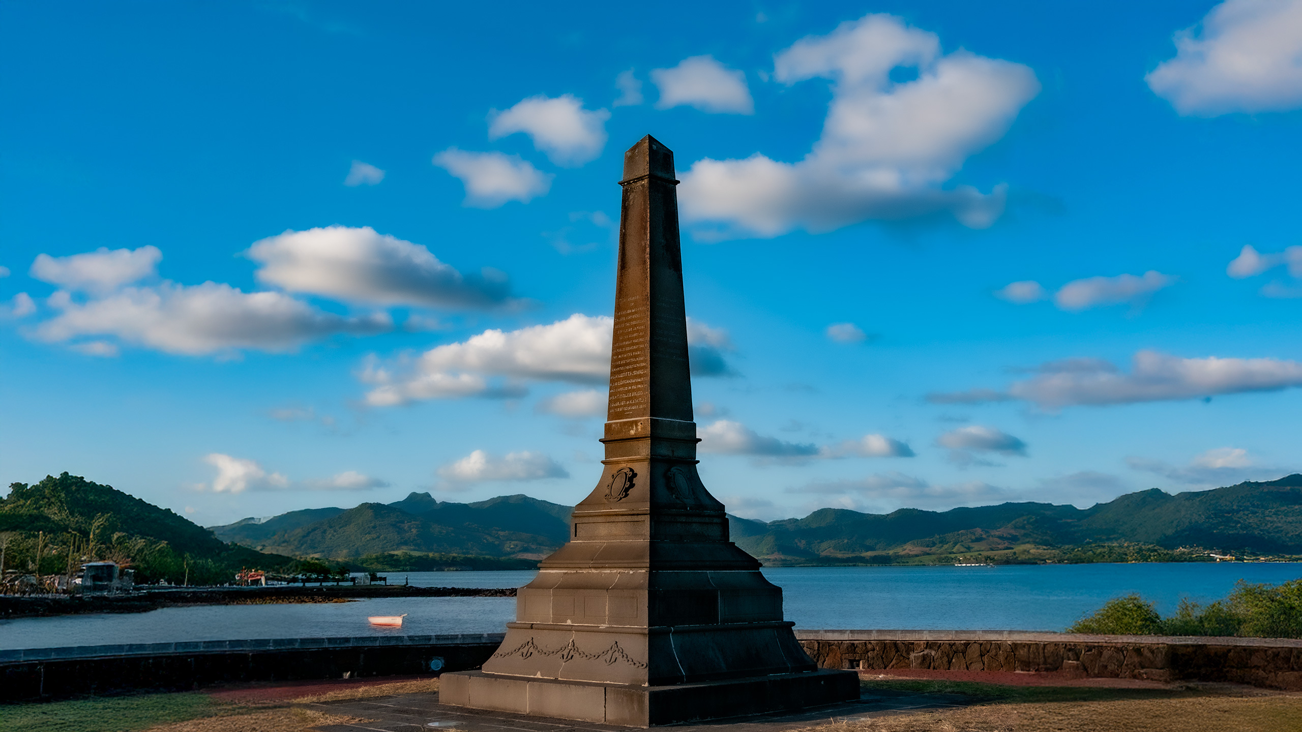 memorial on the shores of Mauritius near Mahebourg